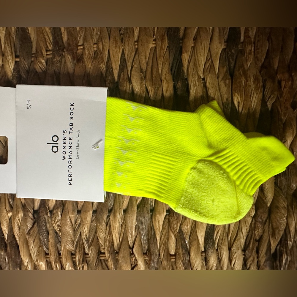 ALO Yoga Neon Yellow Performance Socks